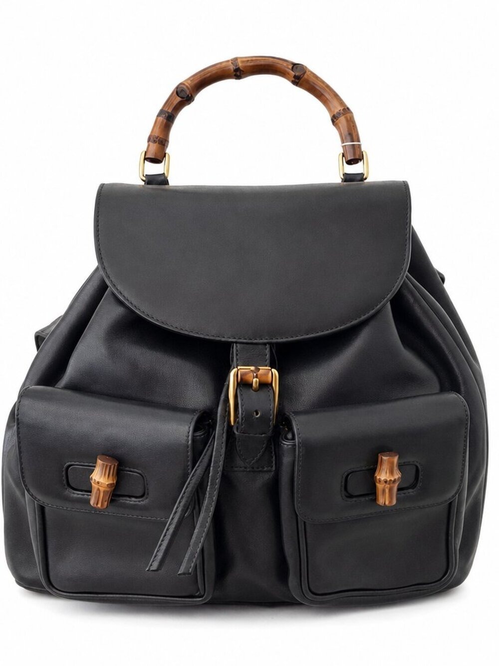 Gucci Bamboo Line Black Leather Backpack